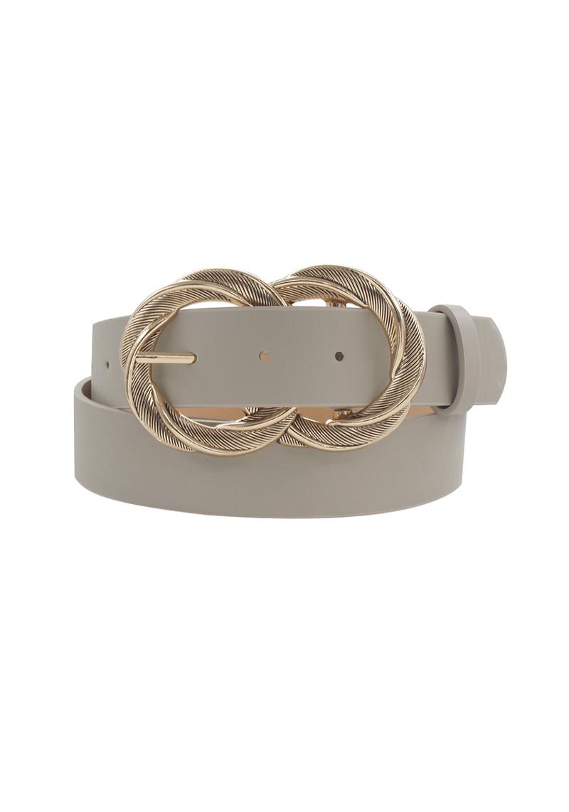 TWISTED AND TEXTURED METAL DOUBLE CIRCLE BUCKLE BELT