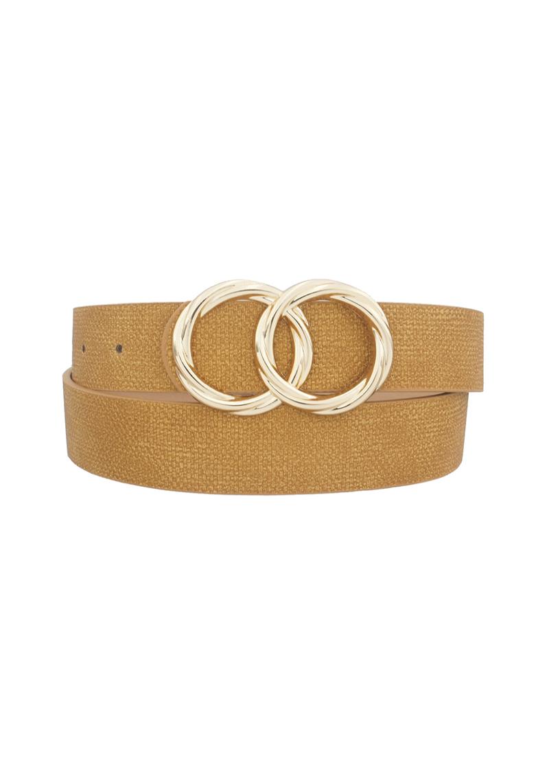 LEAN TWIST CIRCLE BUCKLE LINEN TEXTURE BELT