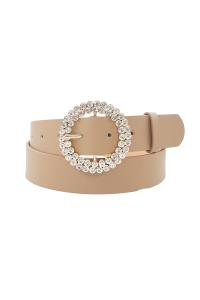 DOUBLE ROW RHINESTONE CIRCLE BUCKLE BELT