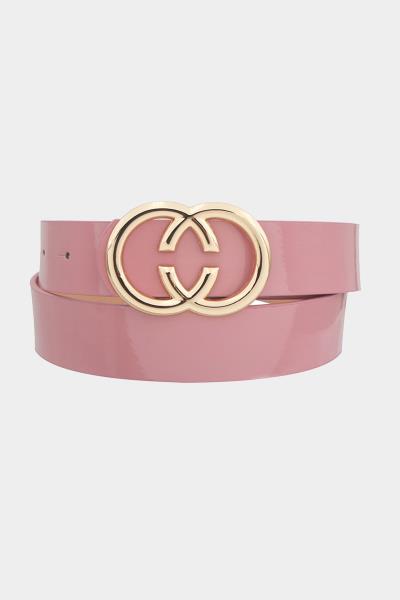 METAL BUCKLE ENAMEL BELT