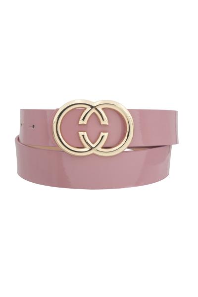 METAL BUCKLE ENAMEL BELT