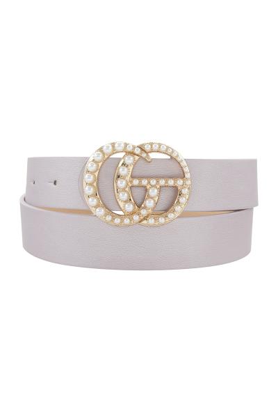 PEARL PAVE BUCKLE METALLIC BELT