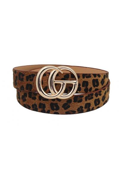 STYLISH LETTER BUCKLE AND LEOPARD FUR BELT