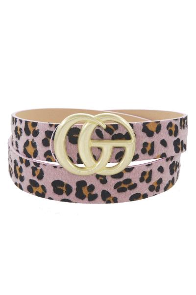 STYLISH LETTER BUCKLE AND LEOPARD FUR BELT