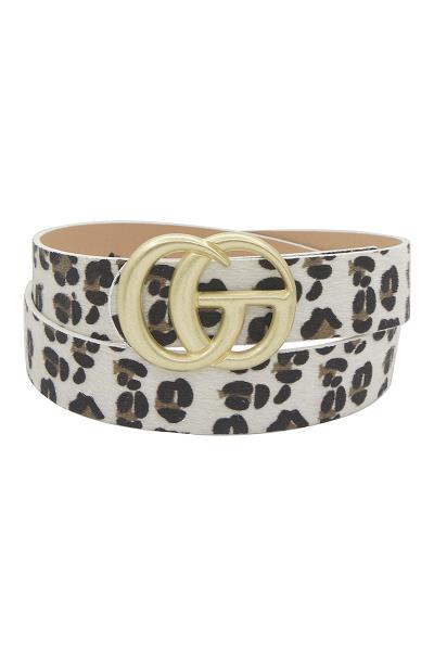 STYLISH LETTER BUCKLE AND LEOPARD FUR BELT