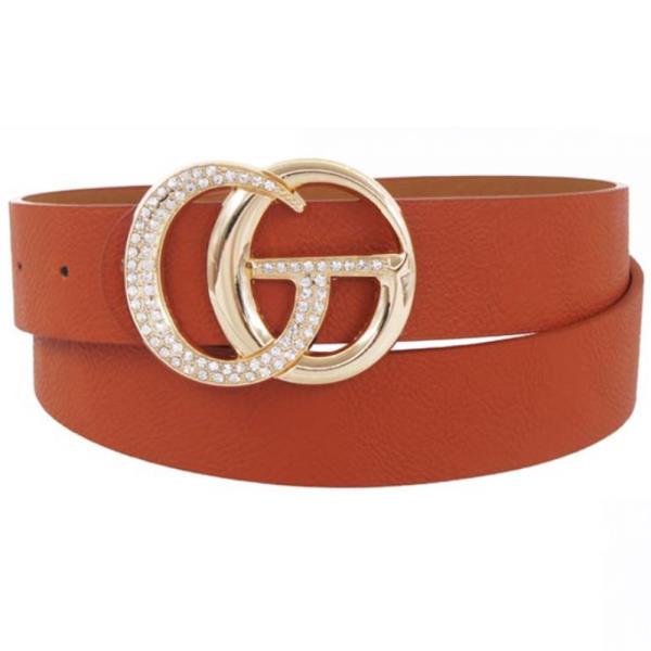 RHINESTONE LETTER BUCKLE ACCENTED BELT