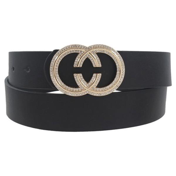 RHINESTONE TRIMMED BUCKLE BELT