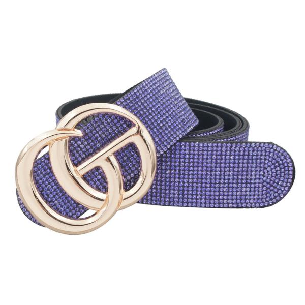 CHIC RHINESTONE AND LETTER BUCKLE ACCENTED BELT