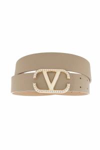 INVERTED V BUCKLE WITH PEARLS BELT