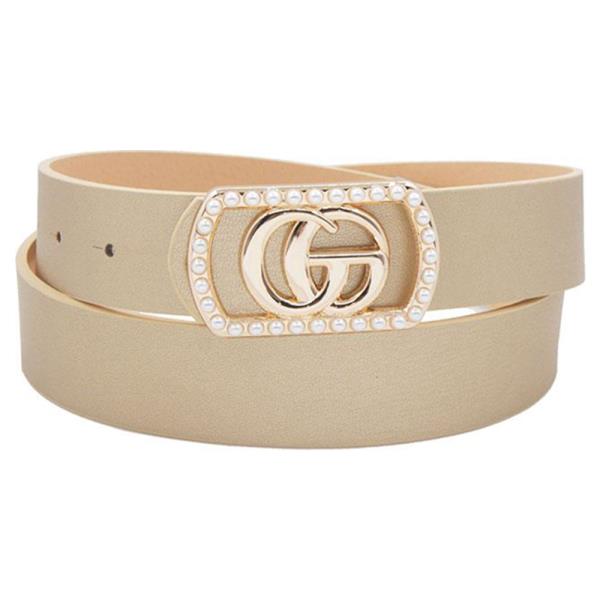 GO BUCKLE IN RECTANGLE FRAME WITH PEARLS