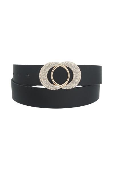 RHINESTONE PAVE MIRRORED CRESCENT MOON BUCKLE BELT