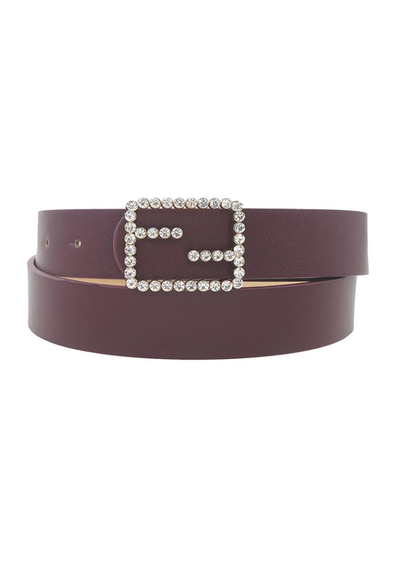 CENTER BAR SQUARE RHINESTONE BUCKLE BELT