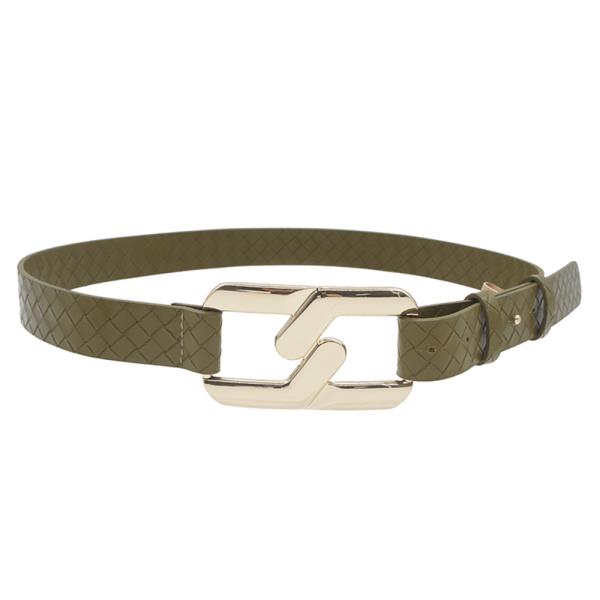 WEAVE PU LINK CHAIN BUCKLE SIDE TIE BELT