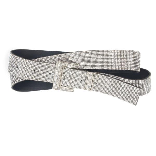 RHINESTONE SQUARE BUCKLE BELT