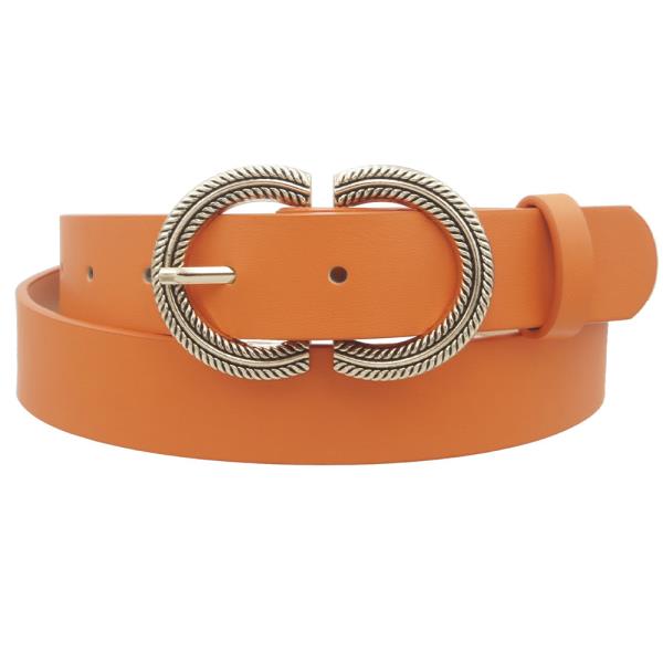 DOUBLE TEXTURED HALF CIRCLE BUCKLE BELT