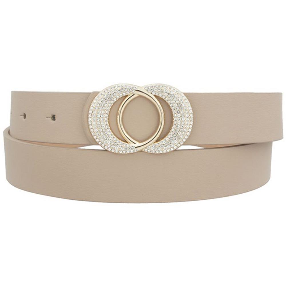 RHINESTONE METAL MIX ROUND BUCKLE BELT