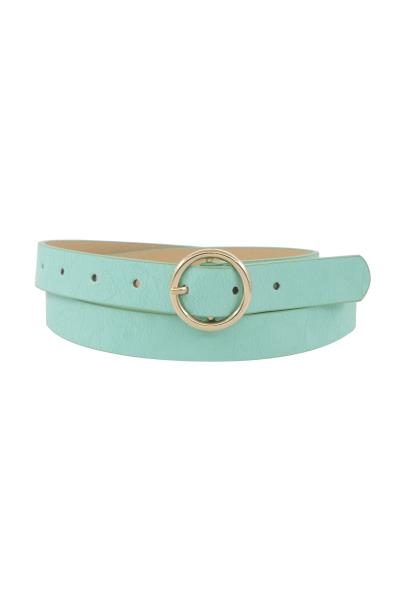 CIRCLE BUCKLE SKINNY BELT