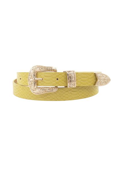 FLORA EMBOSSED WESTERN BUCKLE MINI CROC BELT