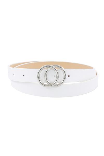 DOUBLE CIRCLE BUCKLE SKINNY BELT