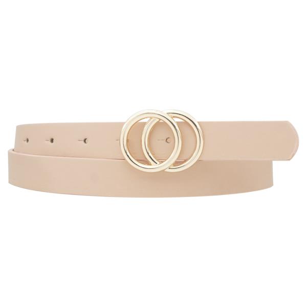 DOUBLE CIRCLE META BUCKLE PU LEATHER BELT