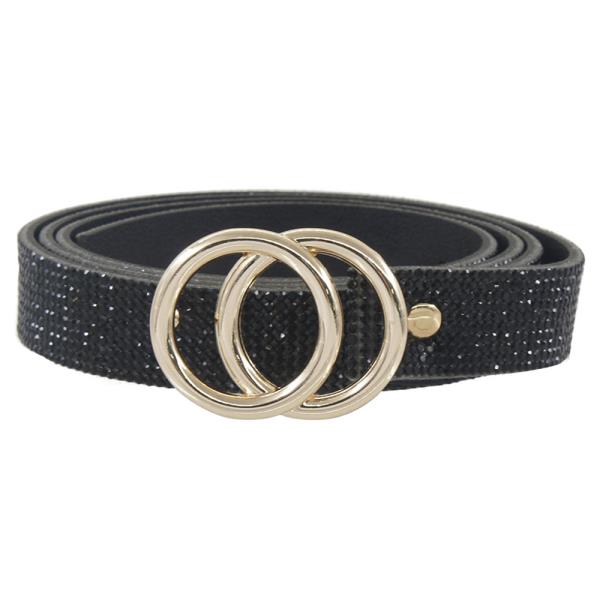 RHINESTONE DOUBLE ROUND BUCKLE BELT