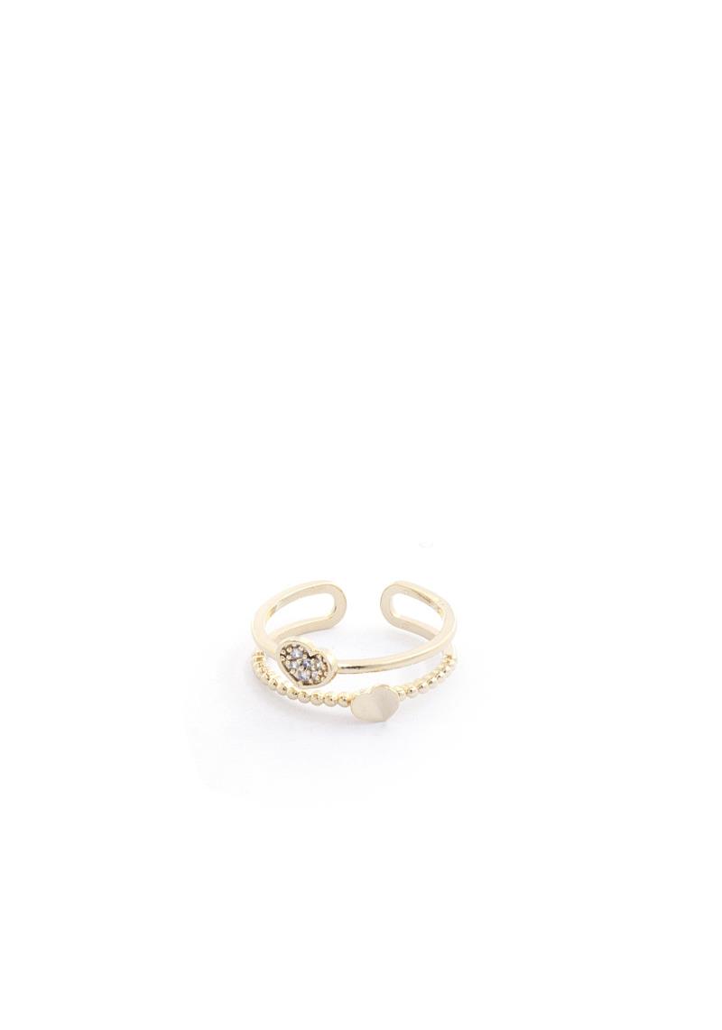 DOUBLE HEART METAL RING