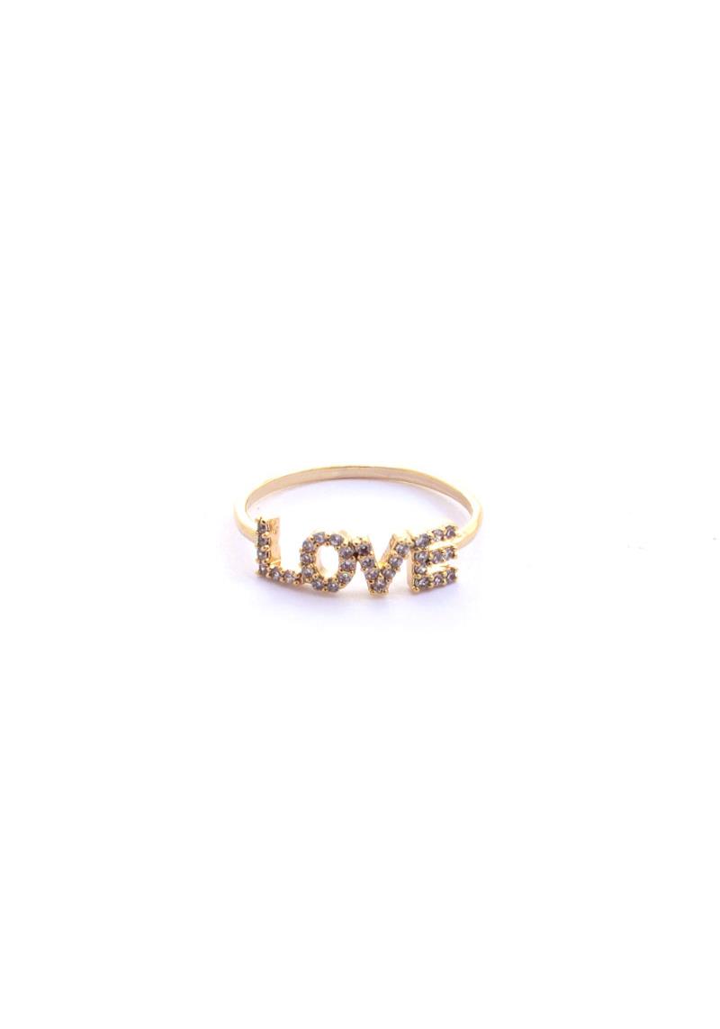 LOVE, XOXO RHINESTONE LETTER SINGLE RING
