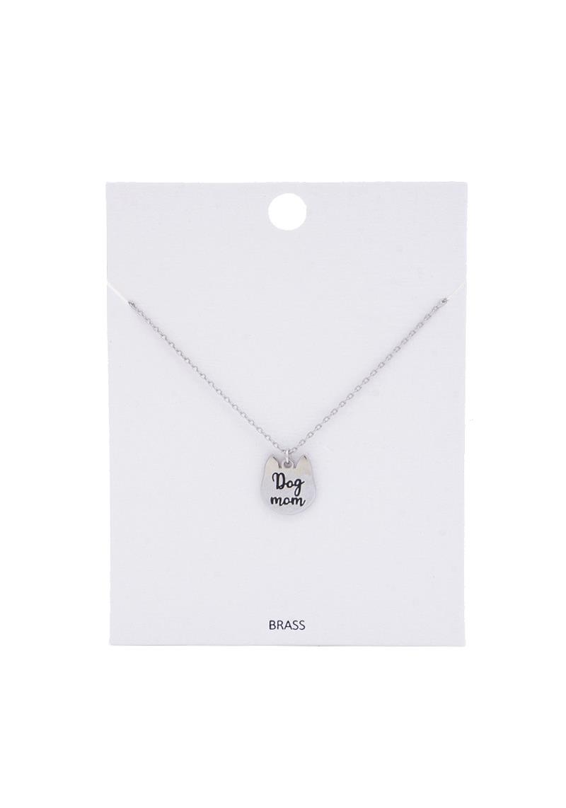 ENGRAVED DOG MOM CHARM NECKLACE
