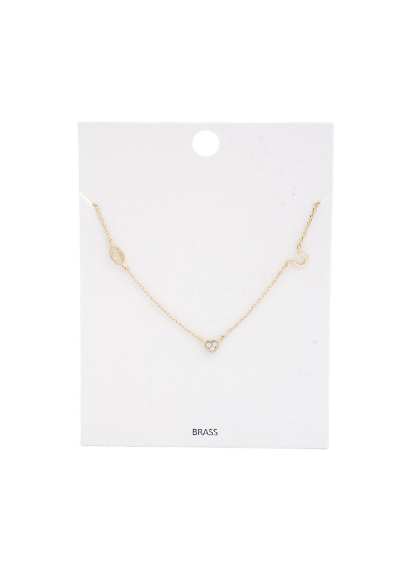 DAINTY HEART EYE CHARM STATION NECKLACE