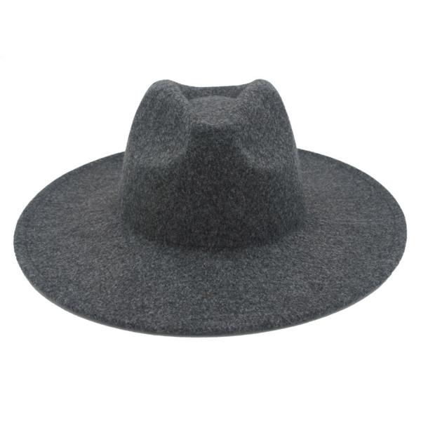 BANDLESS SIMPLE FELT WIDE BRIM FEDORA HAT