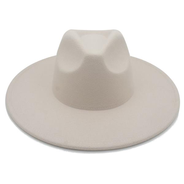 BANDLESS SIMPLE FELT WIDE BRIM FEDORA HAT