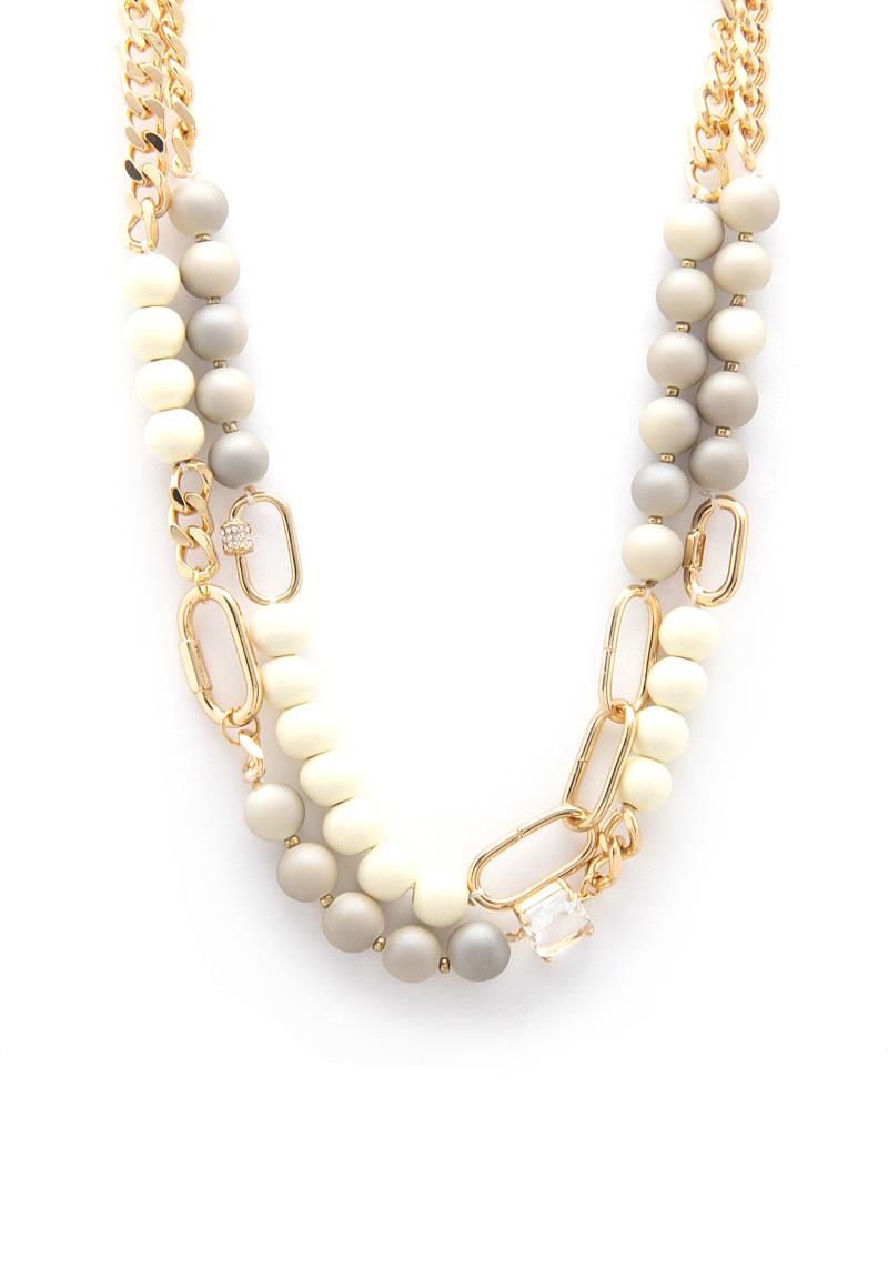 OVAL LINK BEADED LAYERED NECKLACE