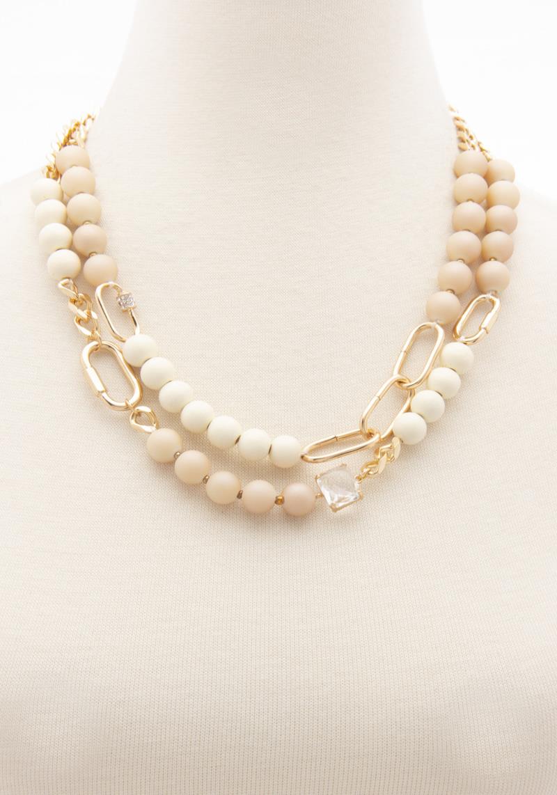 OVAL LINK BEADED LAYERED NECKLACE