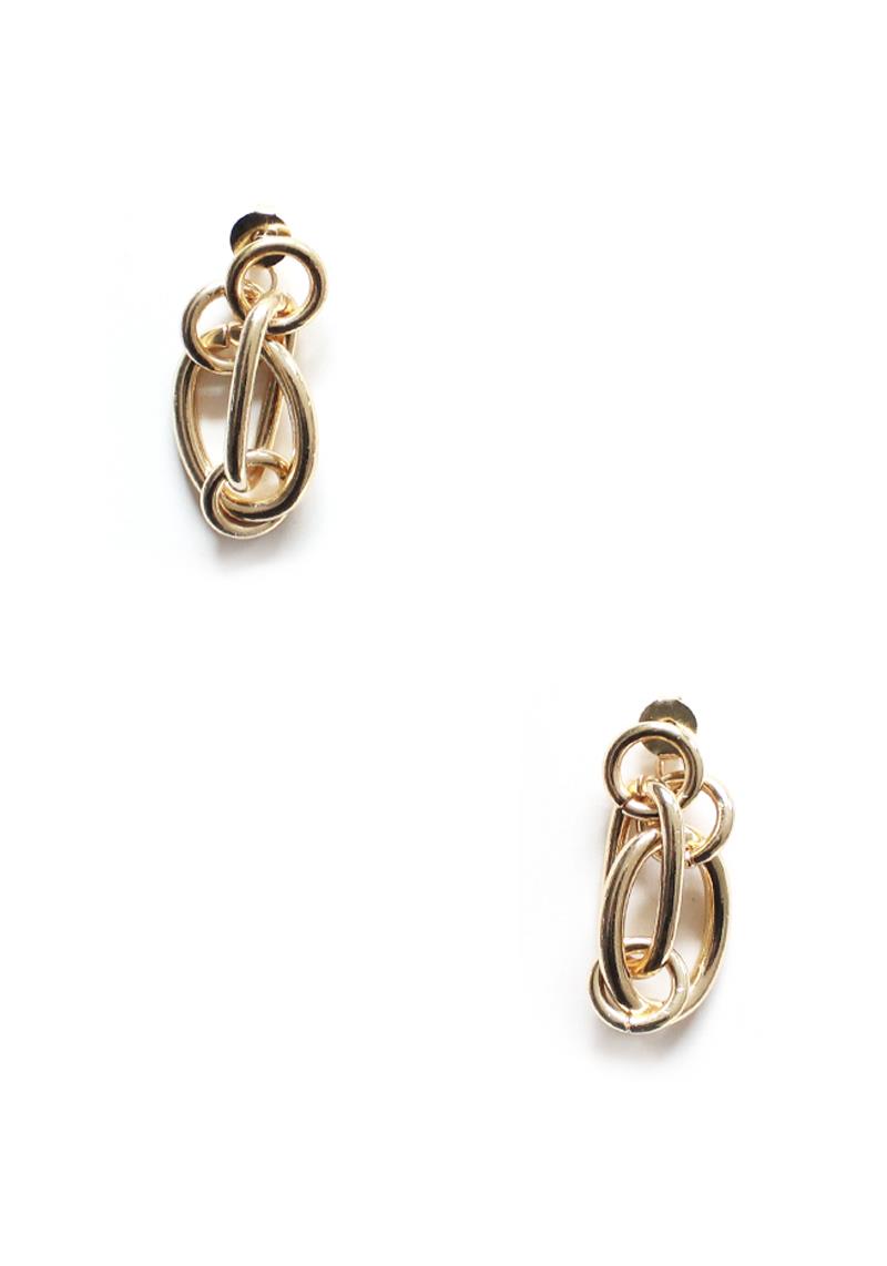 MULTI METAL LINK RING DROP EARRING