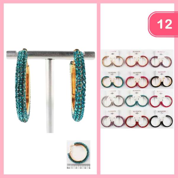 RHINESTONE HOOP EARRING (12 UNITS)