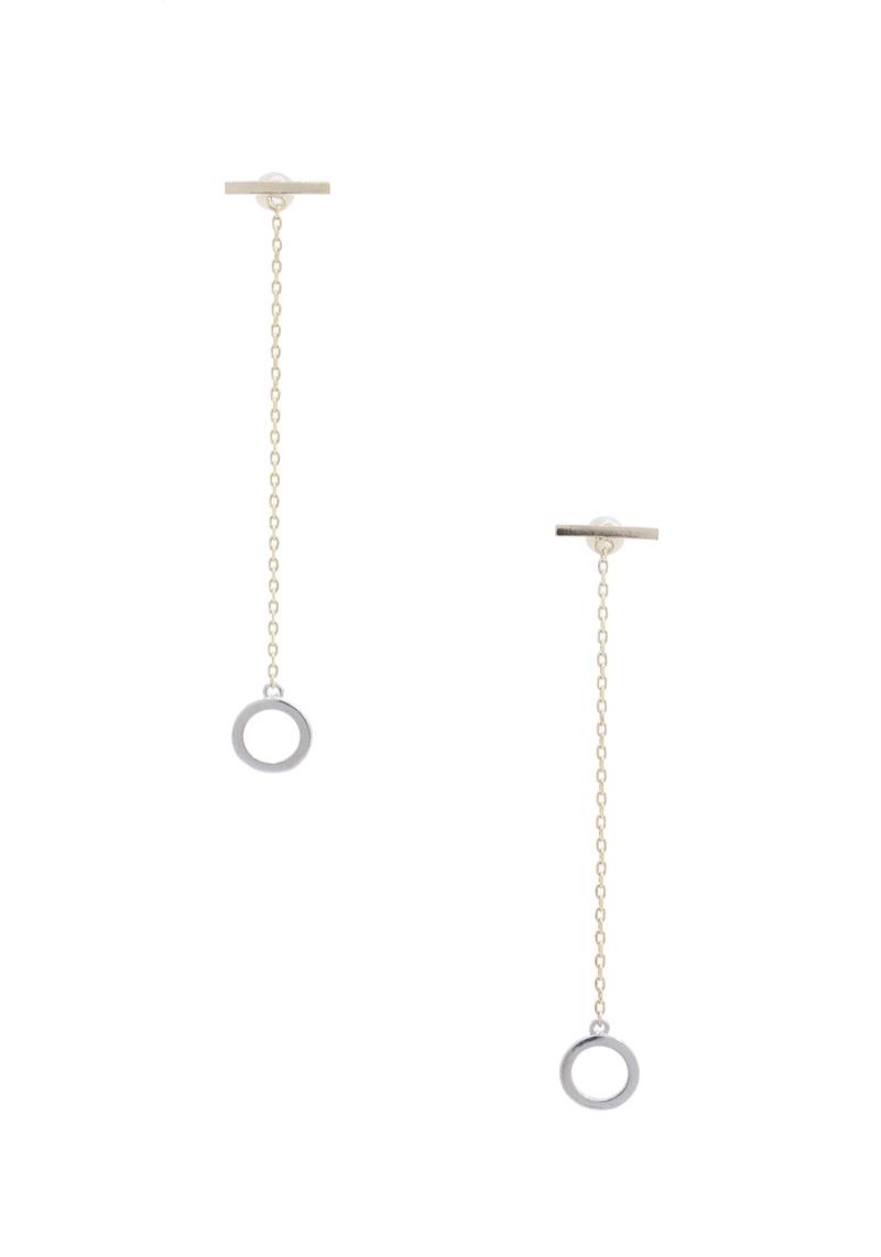 DAINTY METAL BAR CIRCLE STRAND EARRING