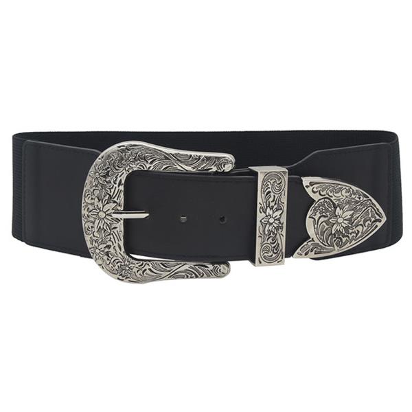 WIDE WESTERN BUCKLE ELASTIC BELT