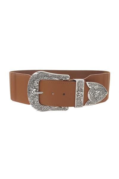 WIDE WESTERN BUCKLE ELASTIC BELT