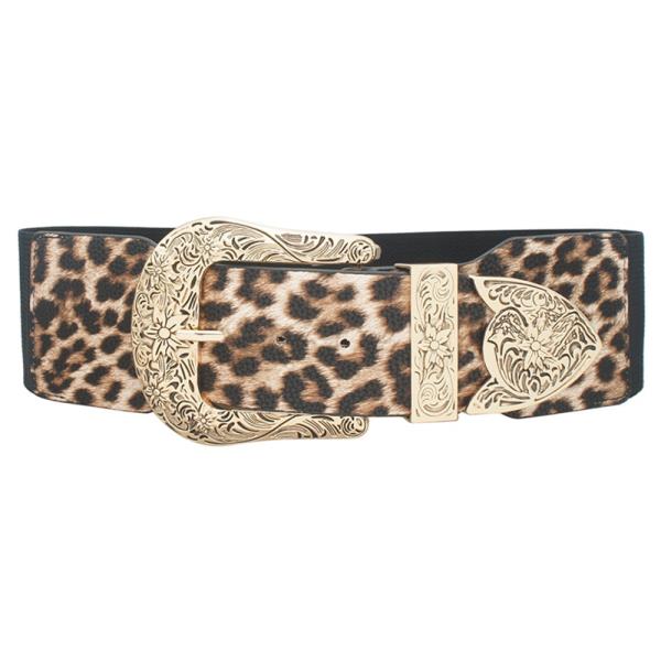 WIDE WESTERN3 BUCKLE ELASTIC BELT