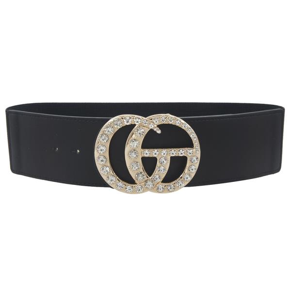 RHINESTONE PAVE GO BUCKLE ELASTIC BELT