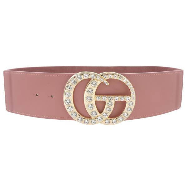 RHINESTONE PAVE GO BUCKLE ELASTIC BELT