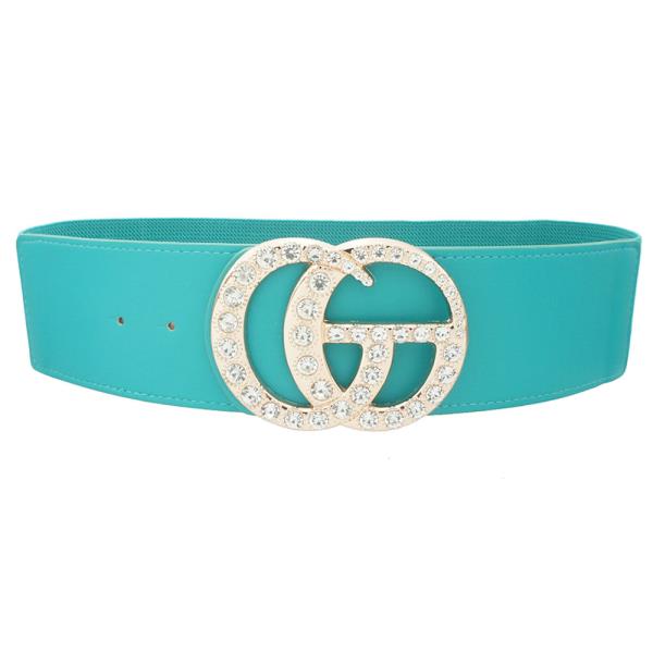 RHINESTONE PAVE GO BUCKLE ELASTIC BELT