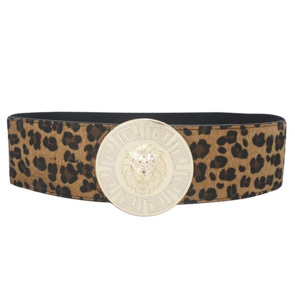 RHINESTONE GRECA BORDERED LION DISC ELASTIC BELT