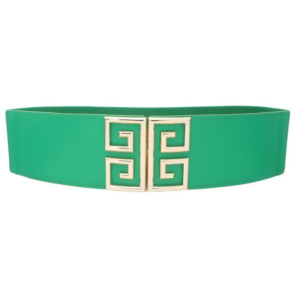 GREEK KEY OPEN FRONT BUCKLE ELASTIC BELT