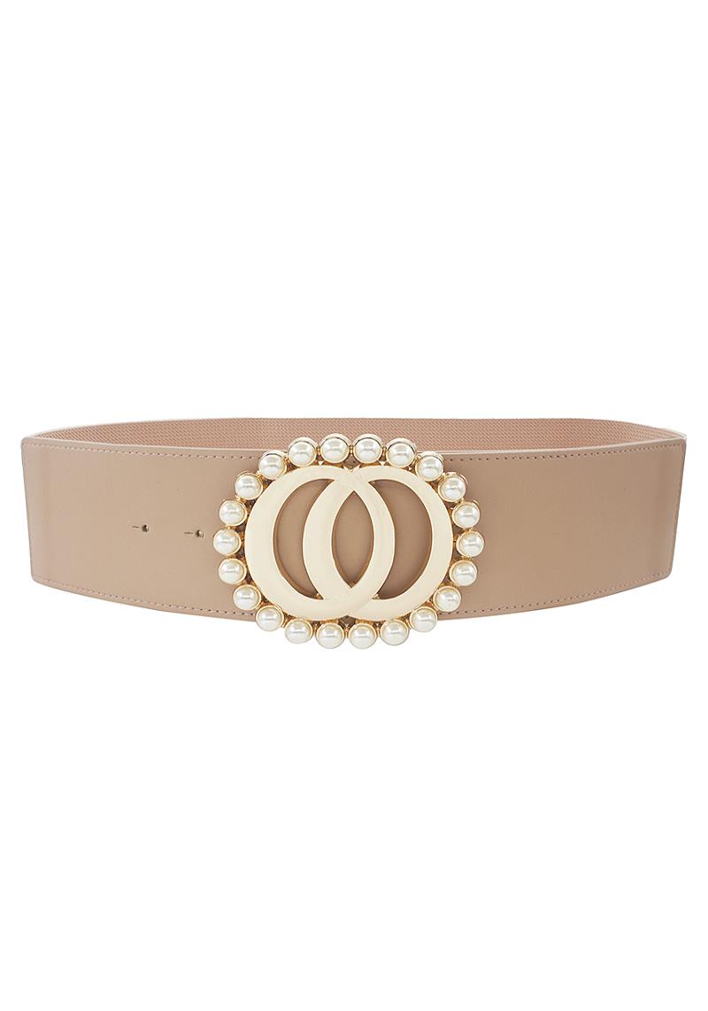 DOUBLE JOINED RING PEARL ROUNDED BELT