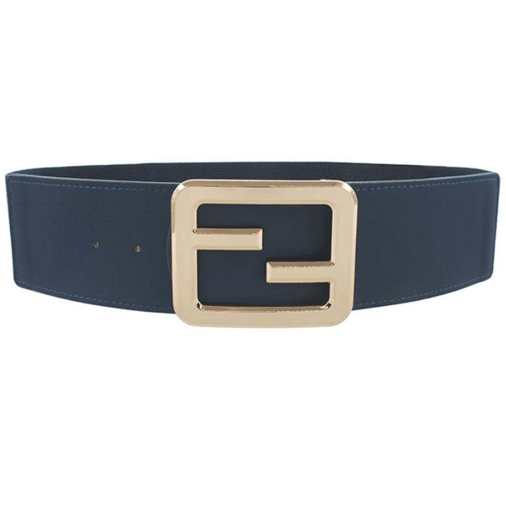 PLUS SIZE F SHAPE METAL BUCKLE ELASTIC BELT
