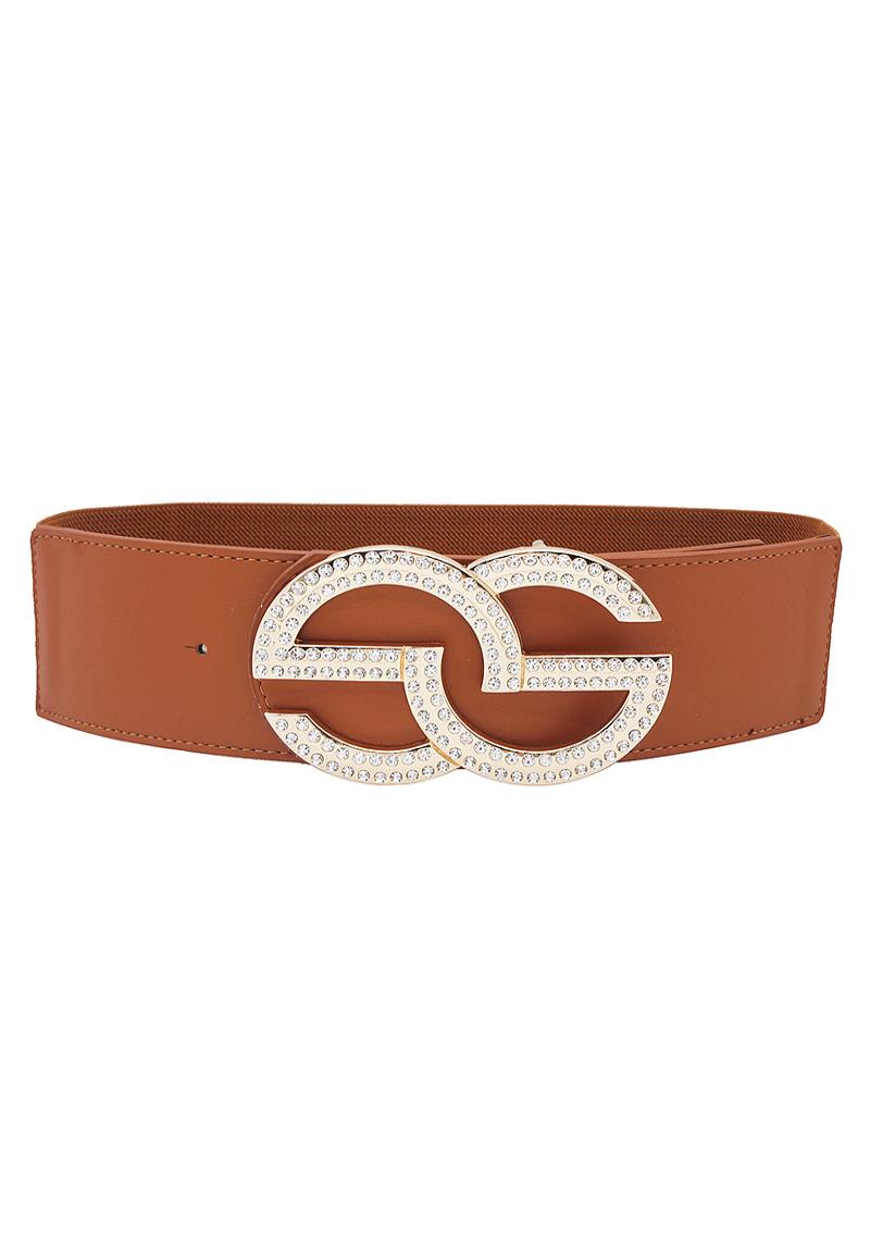 DESIGNER FASHION RHINESTONE BUCKLE ELASTIC BAND BELT