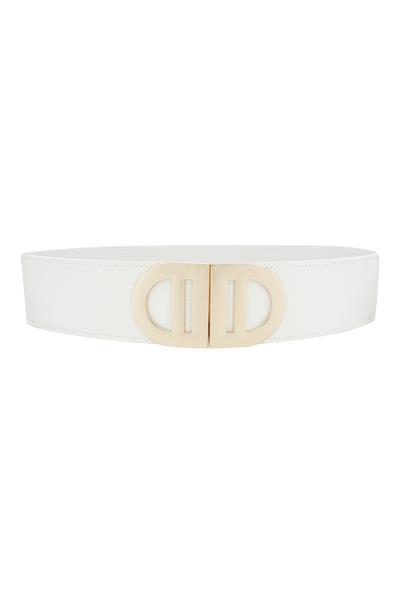 GRIDDED D OPEN FRONT BUCKLE ELASTIC BELT