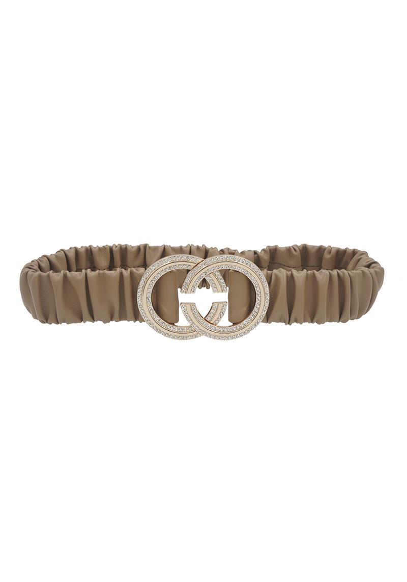 RHINESTONE PAVE INVERTED C BUCKLE ON SCRUNCH BODY