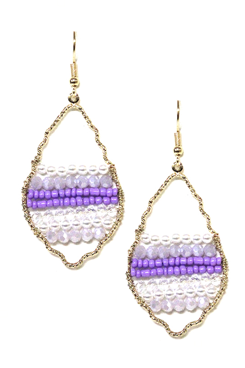 METAL SEED BEAD DANGLE EARRING